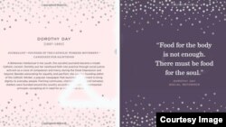 In this copyrighted image from Beautifully Said, a brief biography of journalist and social reformer Dorothy Day is followed by one of her quotes.