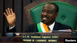 Guillaume Soro à l'Assemblée Nationale ivoirienne à Abidjan le 8 février 2019.