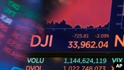A board above the trading floor of the New York Stock Exchange shows the closing number for the Dow Jones Industrial Average, July 19, 2021. 