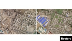 지난 4월 1일(왼쪽)과 지난 6월 20일 촬영된 북한 함흥 지역의 미사일 제조공장 모습 위성사진. 최근의 위성사진에서 확장 건설된 것으로 보이는 미사일 제조공장 모습이 포착됐다.