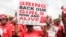Bring back our girls campaigners chant slogans during a protest calling on the government to rescue the remaining kidnapped girls of the government secondary school who were abducted almost three years ago, in Lagos, Nigeria, April. 13, 2017. 