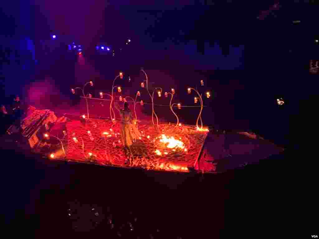 Floats ply the canals during the Venice Carnival&#39;s opening night, in Venice, Italy, Feb. 8, 2020.
