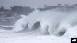 지난 2020년 태풍 '마이삭'의 영향으로 한국 제주도 앞바다에 높은 파도가 일고 있다. (자료사진)