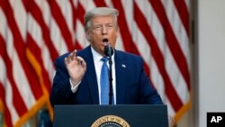 President Donald Trump speaks in the Rose Garden of the White House, June 1, 2020.