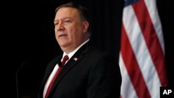 U.S. Secretary of State Mike Pompeo speaks at an Economic Club of Detroit luncheon in Detroit, June 18, 2018.