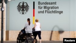 FILE - An office of the Federal Office for Migration and Refugees is pictured in Berlin, Germany.