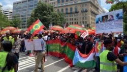 Members of the Oromo Ethiopian community in the US demonstrate in Washington, on July 17, 2020, in support the Oromo minority in Ethiopia.