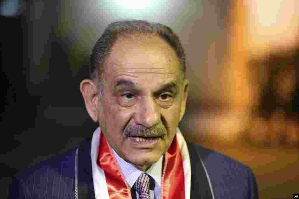 Iraqi Deputy Prime Minister Saleh al-Mutlaq told The Associated Press on the sidelines of a conference that the U.S.-led coalition helping Iraq push back Islamic State group militants is not doing enough to match the scale of the threat, and he called for increased firepower to defeat the extremists, Dubai, U.A.E., Feb. 9, 2015.