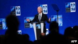U.S. President Joe Biden speaks during a press conference after the NATO summit at the North Atlantic Treaty Organization (NATO) headquarters in Brussels, on June 14, 2021. 