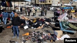 Mesto napada bombaša samoubice na pijaci u centru Bagdada, 21. januara 2021. (Foto: Rojters, Thaier al-Sudani)