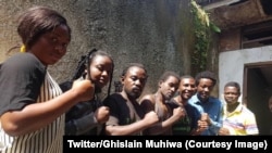 Des membres du mouvement citoyen Lucha (Lutte pour le changement) après leur libération à Goma, Nord-Kivu, le 1e mars 2019. (Twitter/Ghislain Muhiwa)