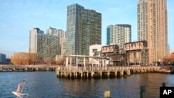 FILE - Long Island City, Queens, N.Y., along the East River is seen Feb. 14, 2019. The area was the proposed site for a new Amazon headquarters until the company announced it would abandon the project.