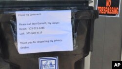 A sign requesting privacy and stating she has no comment is posted outside the home of Deborah Ramirez in Boulder, Colo., Monday Sept. 24, 2018. 