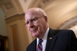 FILE - Sen. Patrick Leahy, D-Vt., arrives at the Capitol in Washington, Feb. 5, 2020.