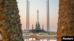 Relativity Space's 3D-printed rocket Terran 1 sits on the launch pad in Cape Canaveral, Florida on March 8. The company's launch on March 22 failed. (Trevor Mahlmann/Relativity Space via REUTERS)