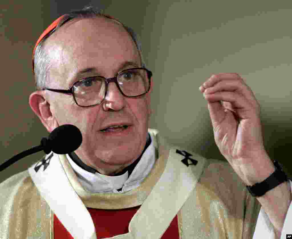 April 4, 2005: Jorge Mario Bergoglio conducts a mass in honor of Pope John Paul II at the Buenos Aires cathedral. Bergoglio of Argentina was elected pope on March 13, 2013 to lead the Roman Catholic Church.