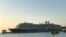 The cruise liner MS Westerdam, carrying more than 2,000 passengers, docked near the pier inside Sihanouville port about 6 p.m. Feb. 13, 2020, after being turned away by four countries.(Kann Vicheika/VOA Khmer)