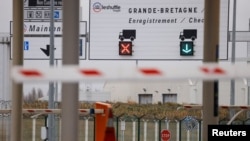 The Pit Stop at the Eurotunnel, where trucks are checked before boarding the Shuttle Freight from France to Britain, Dec. 22, 2020.