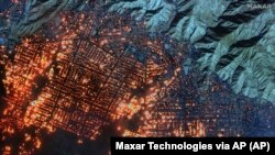 Satelitski snimak područja pod vatrom u Altadini u Kaliforniji. (Foto: Maxar Technologies via AP)