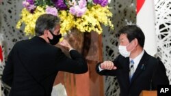 토니 블링컨 미국 국무장관과 모테기 도시미쓰 일본 외무상이 지난 3월 도쿄에서 회담했다.