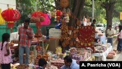 Pavement sellers in New Delhi are all geared up to sell earthen lamps and other decorative items used during Diwali.