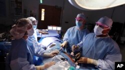 FILE - Doctors harvest a kidney from a donor at Georgetown University Hospital in Washington.