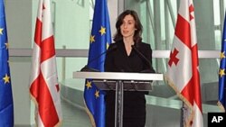 Georgia has accused Russia of organizing a series of explosions in recent months, which left one person dead, and Georgian Deputy Interior Minister Eka Zguladze speaks about the situation in Tbilisi, on Dec 7, 2010