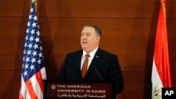 蓬佩奥在开罗美利坚大学发表讲话。（2019年1月10日）