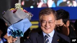 FILE - South Korea's presidential candidate Moon Jae-in in Seoul, South Korea.