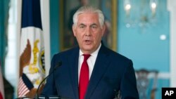 Menteri Luar Negeri Amerika Rex Tillerson di Kantor Kementerian Luar Negeri AS, Washington DC, 4 Oktober 2017. (Foto: dok).