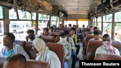 Social distance is maintained in public transport, Prayagraj, India, 30 April, 2020.