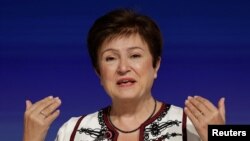 Direktur Pelaksana Dana Moneter Internasional (IMF), Kristalina Georgieva di Marrakesh, Maroko, 12 Oktober 2023. (Foto: REUTERS/Susana Vera)