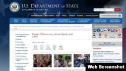 美国国务院民主、人权和劳工事务局网站（网页截图）