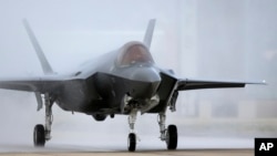 An F-35 arrives at its operational base, Sept. 2, 2015, at Hill Air Force Base, in northern Utah.