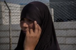 Bouchra Abouallal came to Syria in 2013 to join IS and was arrested there in 2017. She now wants to go back to Belgium, her home country, to raise her children in Europe, in Ain Issa, Syria, Sept. 1, 2019. (Yan Boechat/VOA)