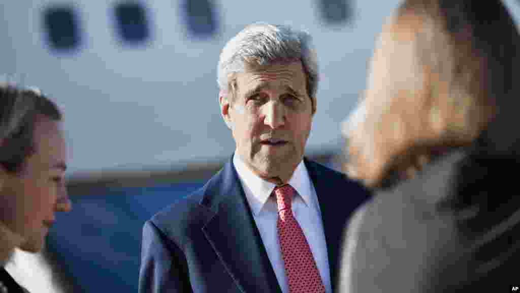 U.S. Secretary of State John Kerry arrives at Queen Alia Airport, Amman, Jordan, Wednesday, Sept. 10, 2014.