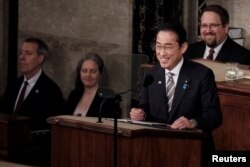 기시다 후미오 일본 총리가 11일 미국 의회 상∙하원 합동 연설을 하고 있다.