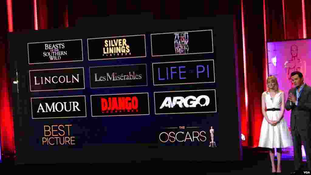 入围最佳影片奖的九部电影(美国之音国符拍摄)