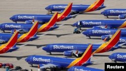 Des Boeing 737 MAX 8 de la compagnie aérienne Southwest Airlines immobilisés au sol à l'aéroport de Victorville, en Californie, le 26 mars 2019. (Photo: REUTERS/Mike Blake)