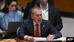 以色列驻联合国大使埃尔丹在安理会发言。(2024年4月18日)