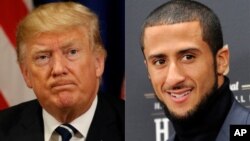 From left, President Donald Trump, former San Francisco 49er player Colin Kapernick.