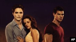 The lead characters in the "Twilight Saga," (from left) Edward, Bella and Jacob.