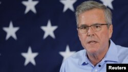 FILE- Former Florida Governor and Republican presidential candidate Jeb Bush speaks at the First in the Nation Republican Leadership Conference in Nashua, New Hampshire, April 17, 2015. 