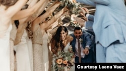 Leena and Nima Vaez celebrate at their March 2020 wedding. (Photo courtesy Leena Vaez)