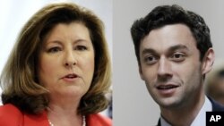 Photos de la républicaine Karen Handel et du démocrate Jon Ossoff.
