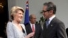 Australian Foreign Minister Julie Bishop, left, talks with her Indonesian counterpart Marty Natalegawa after their meeting in Jakarta, Indonesia, Dec. 5 2013.