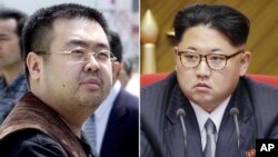Kim Jong-nam (kiri), abang tiri pemimpin Korea Utara Kim Jong-un, yang diduga dibunuh di Malaysia.