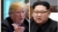 FILE - A combination photo shows U.S. President Donald Trump, left, in Washignton, May 17, 2018, and North Korean leader Kim Jong Un in Panmunjom, South Korea, April 27, 2018.