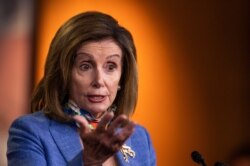 FILE- House Speaker Nancy Pelosi, D-Calif., speaks during a news conference on Capitol Hill, July 2, 2020, in Washington.