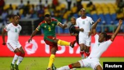 Le Cameroun et le Burkina Faso s’affrontent lors du premier match du groupe A à la phase finale de la CAN 2017 au stade de Franceville, Gabon 14 janvier 2017.